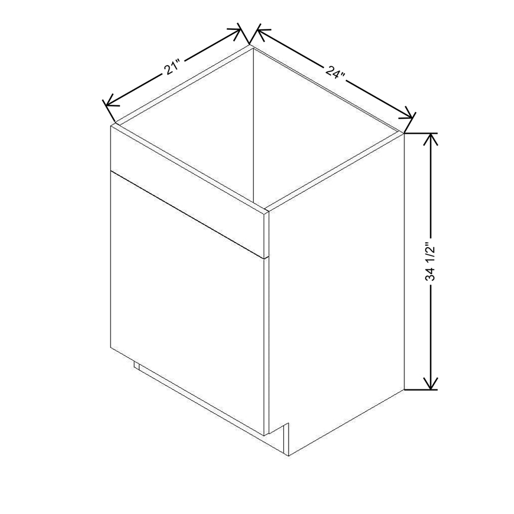 Modernform Cabinet Gloss White 24" W X 34 1/2" H X 21" D Vanity Sink Base 1 Doors/1 False Front